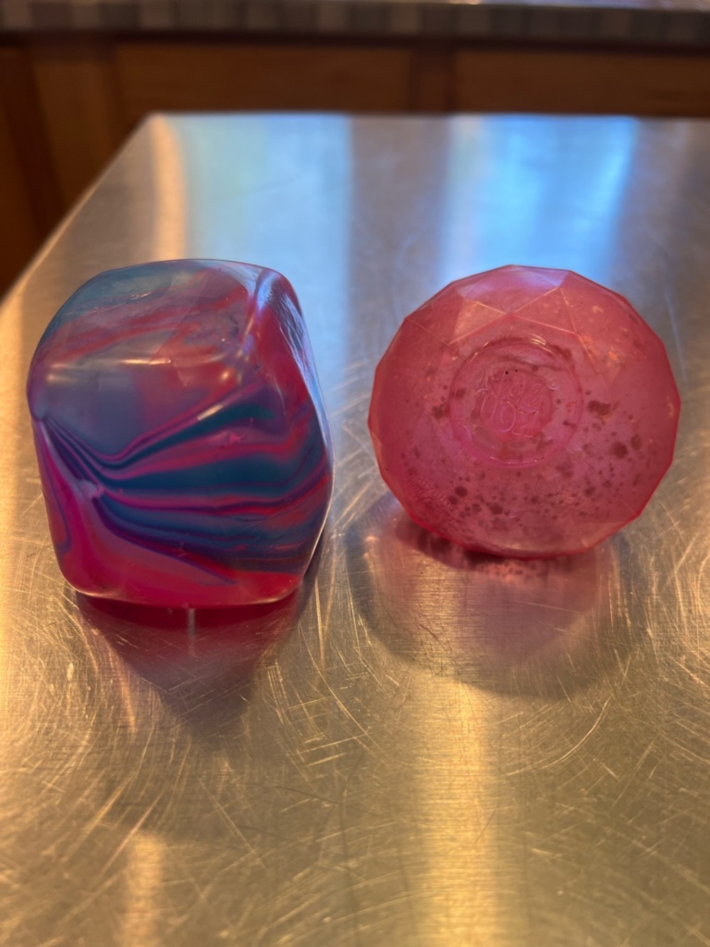 Set of Two Nee Dohs Pink & Blue Swirled Decorative Resin Gems